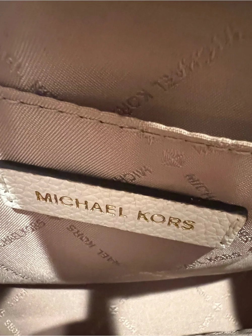 Michael Kors White and Beige Woven Leather-Trim Crossbody